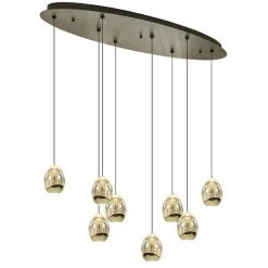 Straluma 8-Lichts ovale hanglamp eggs zwart/goud> Hanglampen|Eettafellampen