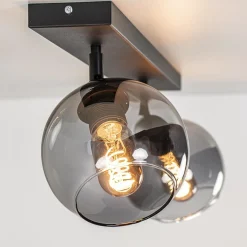 Straluma 2-Lichts plafondlamp smoke glas met zwart><noscript><img width=