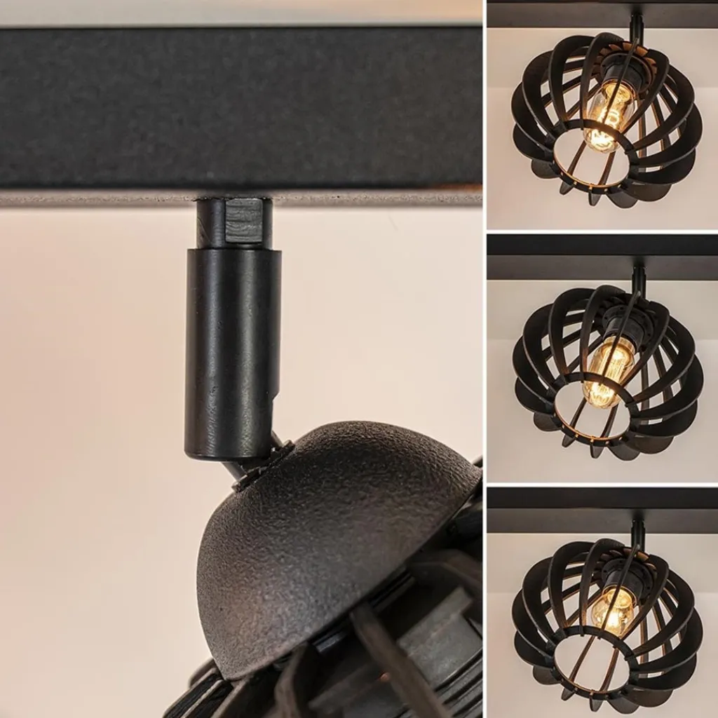 Straluma 3-Lichts plafondlamp zwart met verstelbare houten kappen> Plafondlampen|Botanische Verlichting