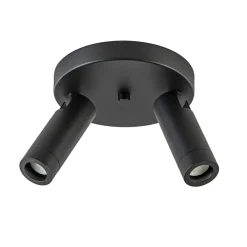 Straluma 2-Lichts plafondspot mat zwart met gouden accent> Opbouwspots|Keukenverlichting