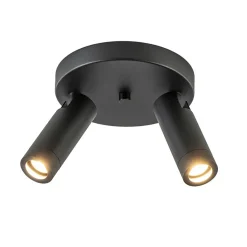 Straluma 2-Lichts plafondspot mat zwart met gouden accent> Opbouwspots|Keukenverlichting