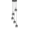 Straluma 5-Lichts ronde hanglamp zwart met titanium/helder glas> Hanglampen|Pendel Lampen