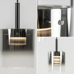 Straluma 5-Lichts ronde hanglamp zwart met titanium/helder glas><noscript><img width=