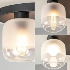 Straluma 3-Lichts ronde plafondlamp zwart met helder/mat glas><noscript><img width=