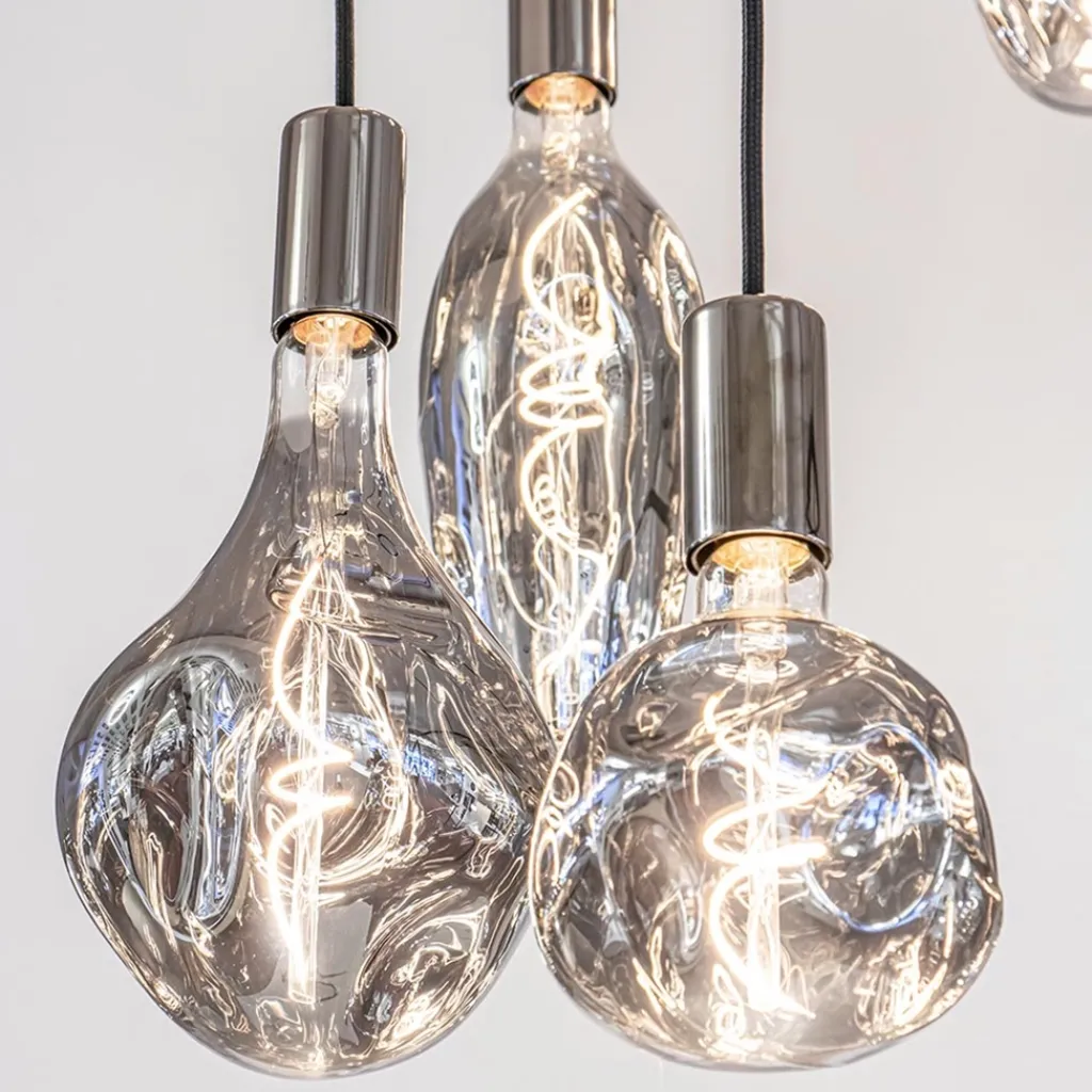 Straluma 12-Lichts videlamp silverleaf met chroom excl lichtbronnen> Hanglampen|Videverlichting