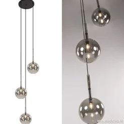 Straluma 3-Lichts videlamp smoke glas met zwart> Videverlichting|Keukenverlichting