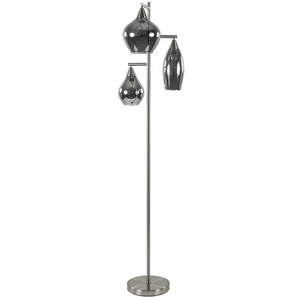 Straluma 3-Lichts vloerlamp nikkel met smoke glazen kappen dimbaar> Vloerlampen|Luxe Verlichting