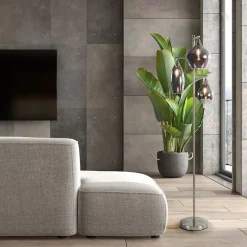 Straluma 3-Lichts vloerlamp nikkel met smoke glazen kappen dimbaar><noscript><img width=