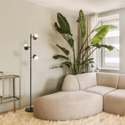 Straluma 3-Lichts vloerlamp zwart/goud met dimbare spots><noscript><img width=