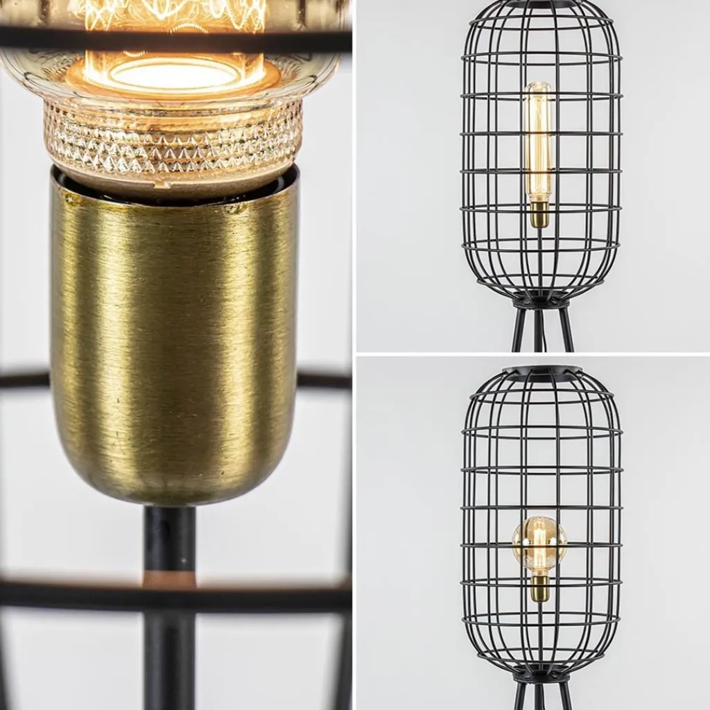 Straluma Light & Living vloerlamp Toah zwart met antiek brons> Vloerlampen|Driepoot lampen