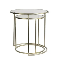 Straluma Light and Living bijzettafel Duarte set van 2 goud met bruin glas> Light and Living|Bijzettafels