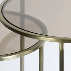 Straluma Light and Living bijzettafel Duarte set van 2 goud met bruin glas><noscript><img width=