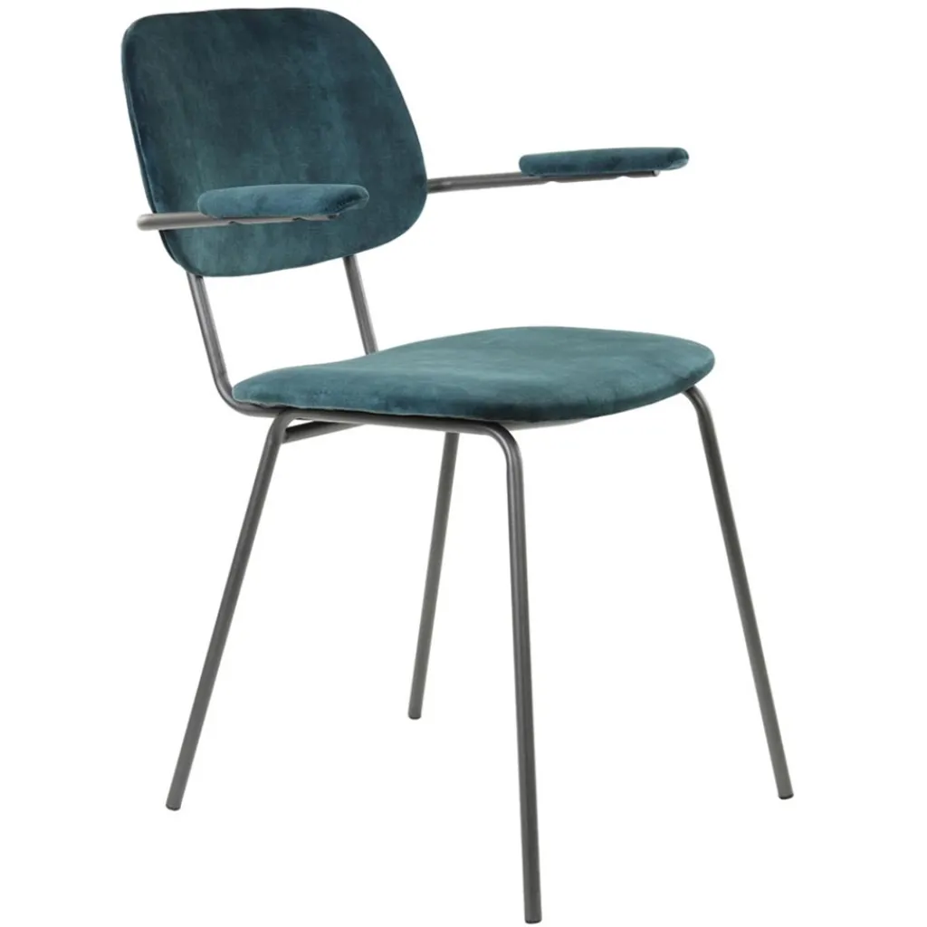 Straluma Light and Living eetkamerstoel Emma velvet petrol> Light and Living|Eetkamerstoelen