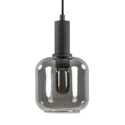 Straluma Light and Living hanglamp Lekar zwart met smoke glas klein> Hanglampen|Light and Living