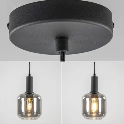 Straluma Light and Living hanglamp Lekar zwart met smoke glas klein><noscript><img width=