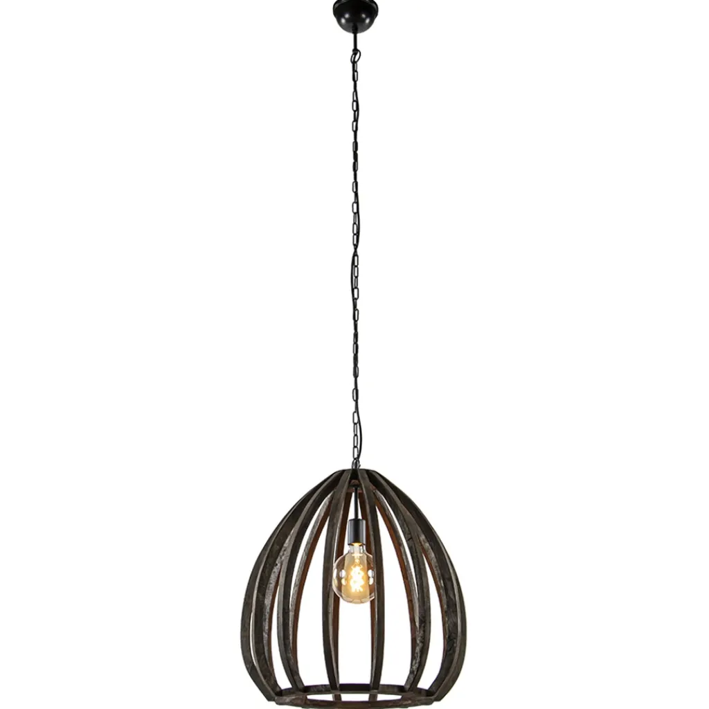 Straluma Light and Living hanglamp Barsia wood dark brown> Eettafellampen|Light and Living