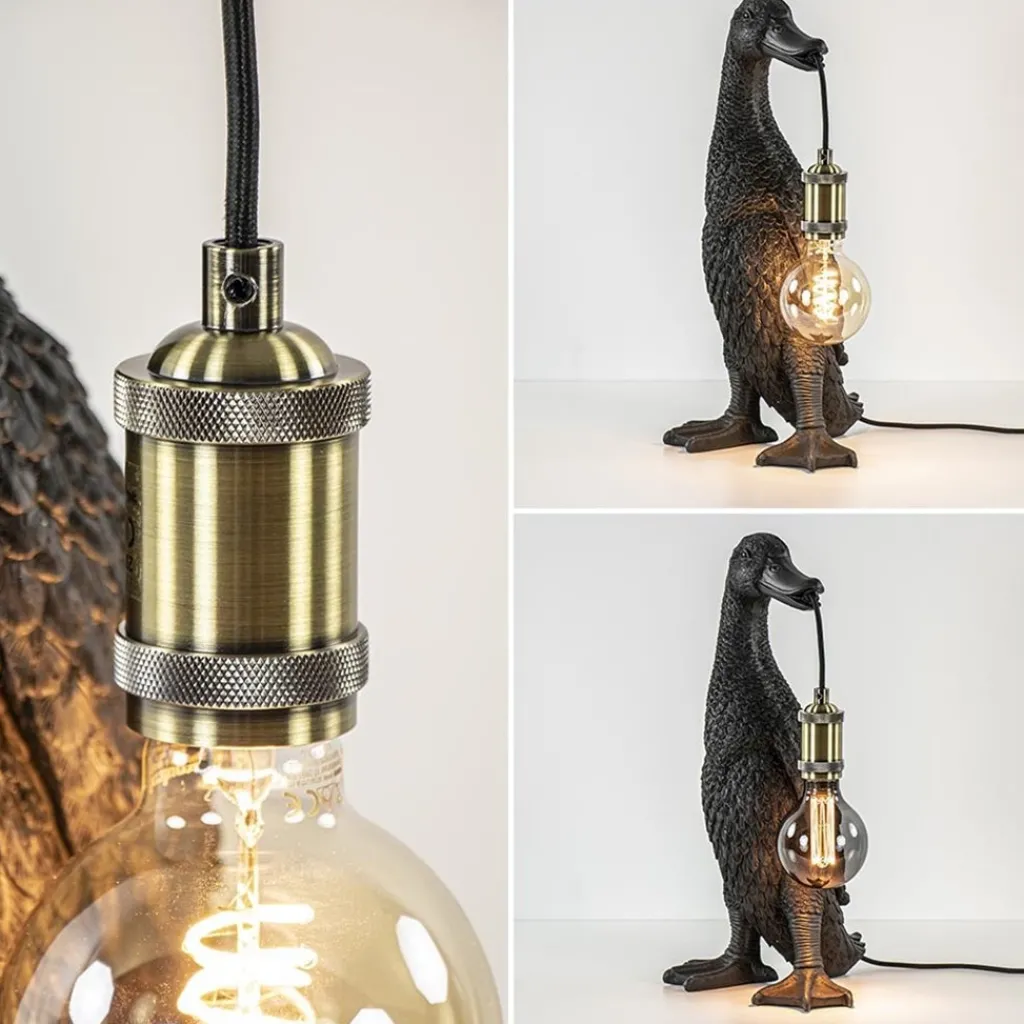 Straluma Light and Living tafellamp Duck mat zwart met brons> Light and Living|Woonkamerlampen