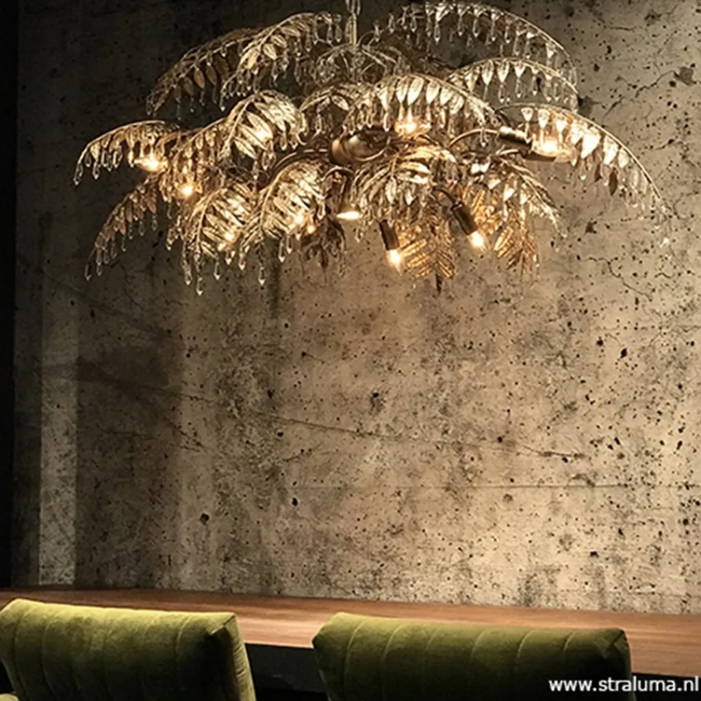 Straluma Luxe eettafelhanglamp palm oud zilver> Eettafellampen|Keukenverlichting