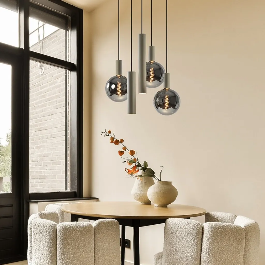 Straluma Luxe hanglamp 5-lichts rond quartz> Hanglampen|Eettafellampen