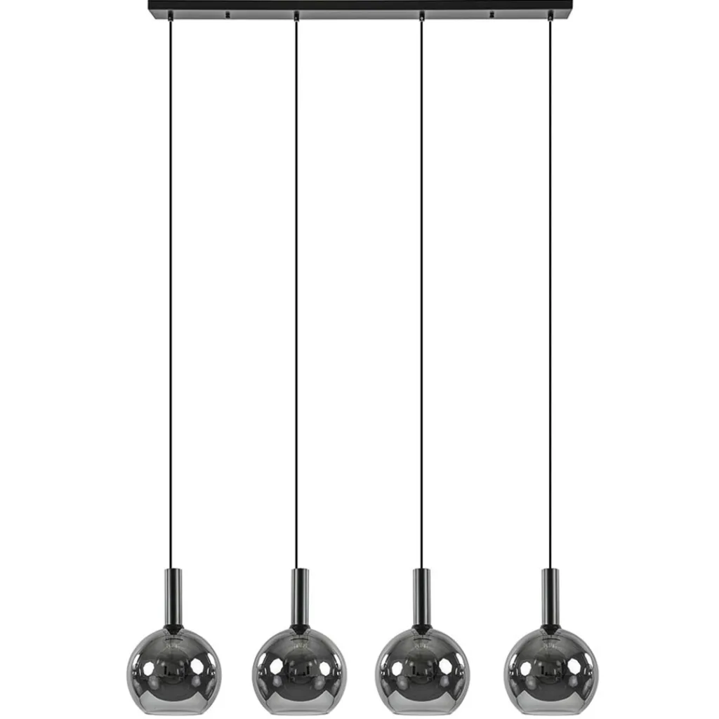 Straluma Luxe 4-lichts eettafelhanglamp met smoke glazen bollen> Eettafellampen|Pendel Lampen