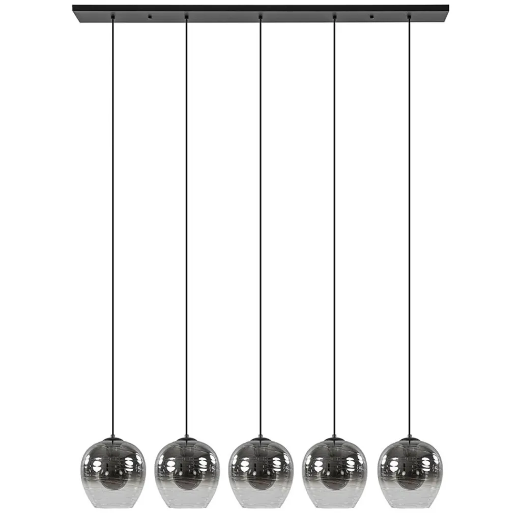 Straluma Luxe 5-lichts eettafelhanglamp smoke glas met verloop> Eettafellampen|Pendel Lampen