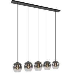 Straluma Luxe 5-lichts eettafelhanglamp smoke glas met verloop> Eettafellampen|Pendel Lampen