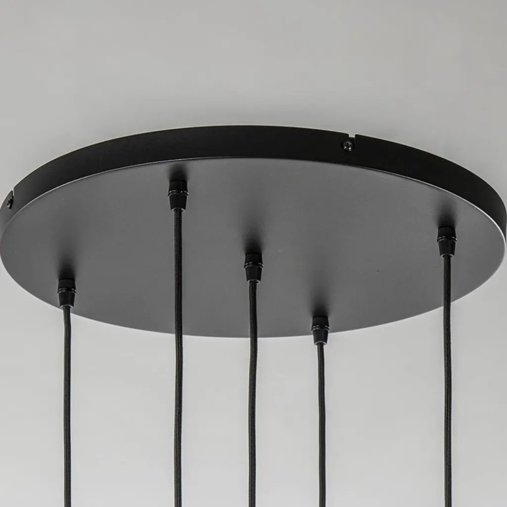 Straluma Luxe 5-lichts videlamp messing met amber glazen bollen> Eettafellampen|Videverlichting