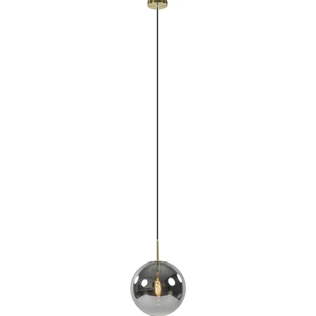 Straluma Luxe Light and Living hanglamp Medina brons met smoke glas> Light and Living|Woonkamerlampen