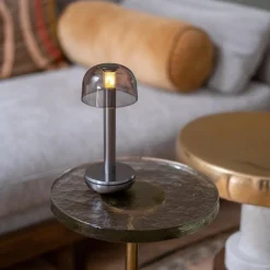 Straluma Luxe tafellamp op batterij dimbaar titanium/smoke><noscript><img width=