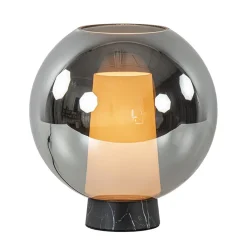 Straluma Luxe tafellamp smoke/titanium glas met zwart marmer> Tafellampen|Luxe Verlichting