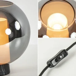 Straluma Luxe tafellamp smoke/titanium glas met zwart marmer><noscript><img width=