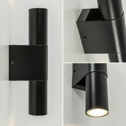 Straluma Mat zwarte cilinder wandlamp up+down><noscript><img width=