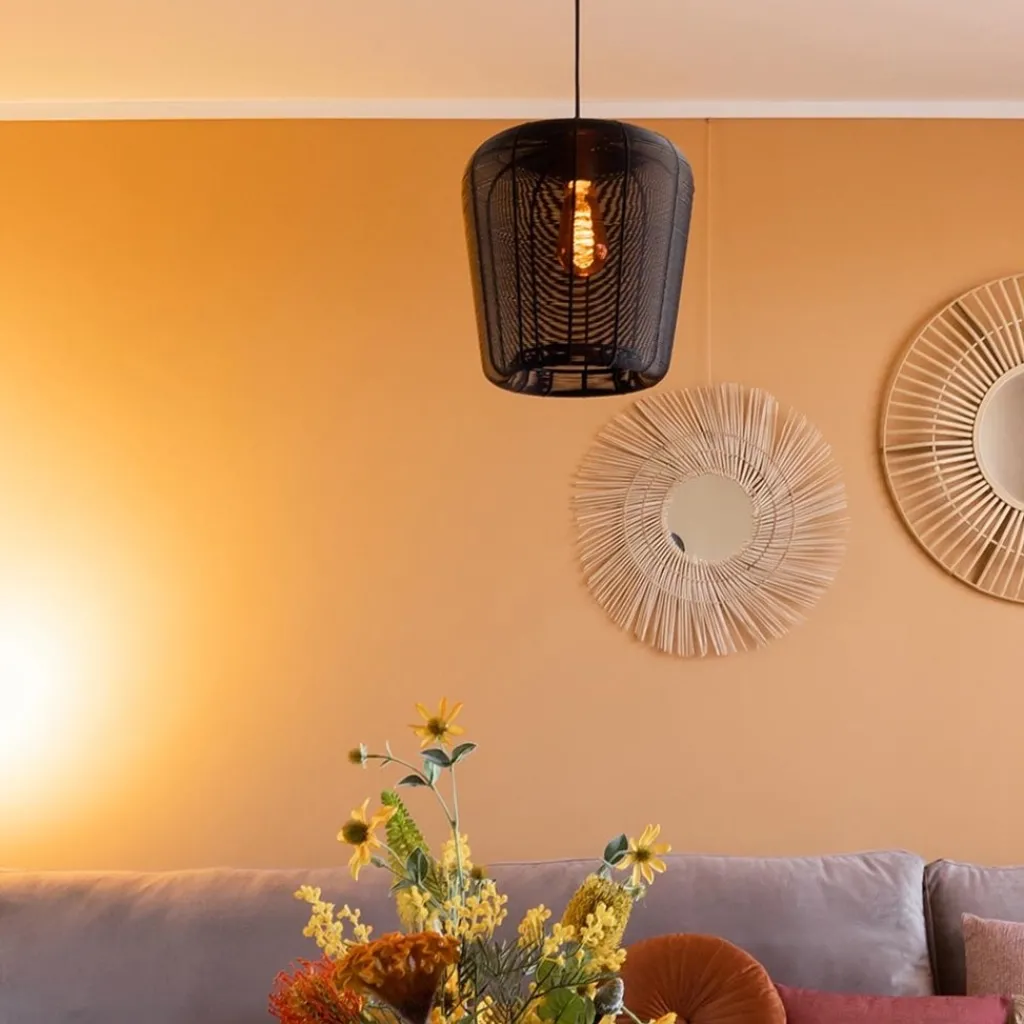 Straluma Mat zwarte hanglamp Adeta Light and Living> Draadlampen|Light and Living