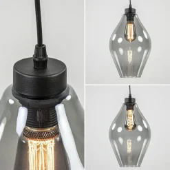 Straluma Mat zwarte hanglamp met smoke glas ruit><noscript><img width=