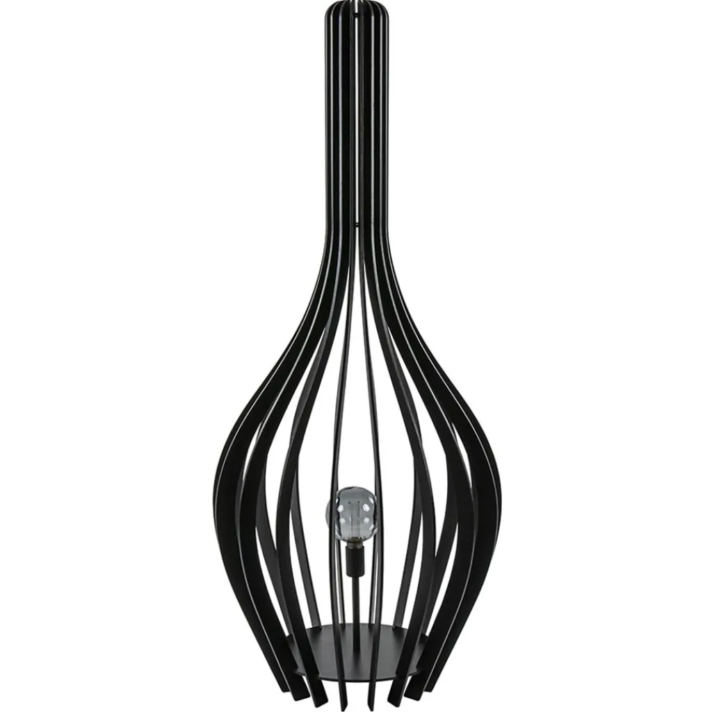 Straluma Mat zwarte houten vloerlamp kegel groot> Vloerlampen|Botanische Verlichting