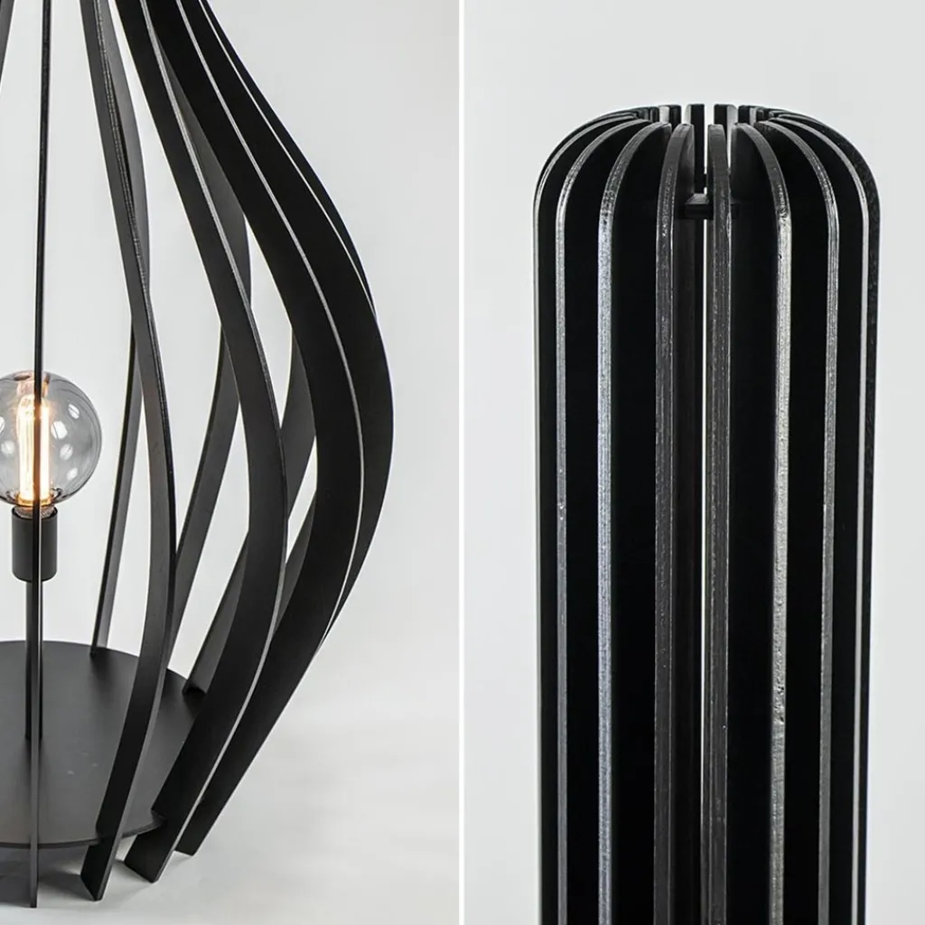 Straluma Mat zwarte houten vloerlamp kegel groot> Vloerlampen|Botanische Verlichting