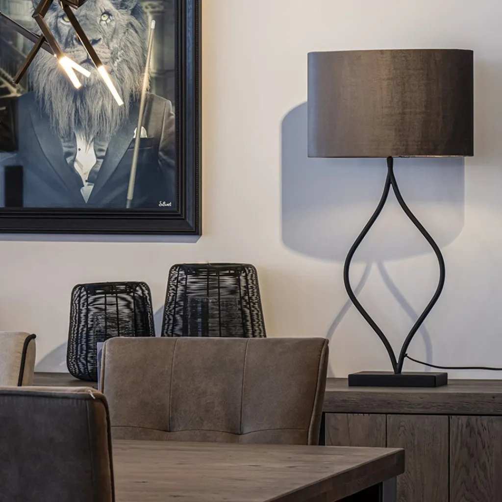 Straluma Mat zwarte lampvoet Okno exclusief kap> Tafellampen|Lampenvoeten