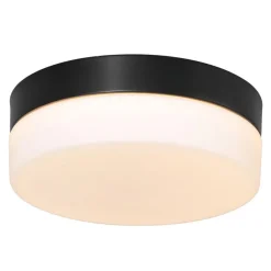 Straluma Mat zwarte LED plafondlamp met wit glas IP44 dimbaar> Plafondlampen|Plafonnières