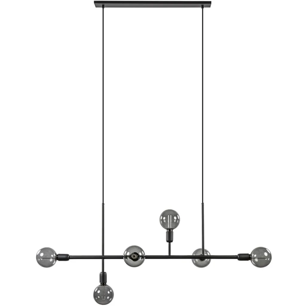 Straluma Mat zwarte 6-lichts hanglamp exclusief lichtbronnen> Eettafellampen|Eetkamerverlichting