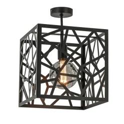 Straluma Mat zwarte plafondlamp metaal met vierkante kap> Plafondlampen|Landelijke Verlichting