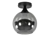 Straluma Mat zwarte plafondlamp met smoke glazen bol klein> Plafondlampen|Luxe Verlichting