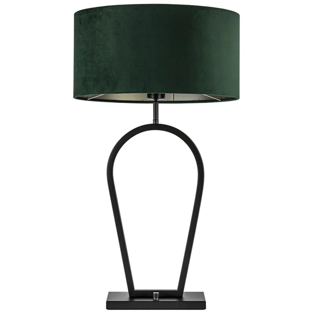 Straluma Mat zwarte tafellamp met kap velours groen> Tafellampen|Schemerlampen