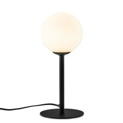 Straluma Mat zwarte tafellamp met witte glazen bol> Tafellampen|Industriële Verlichting