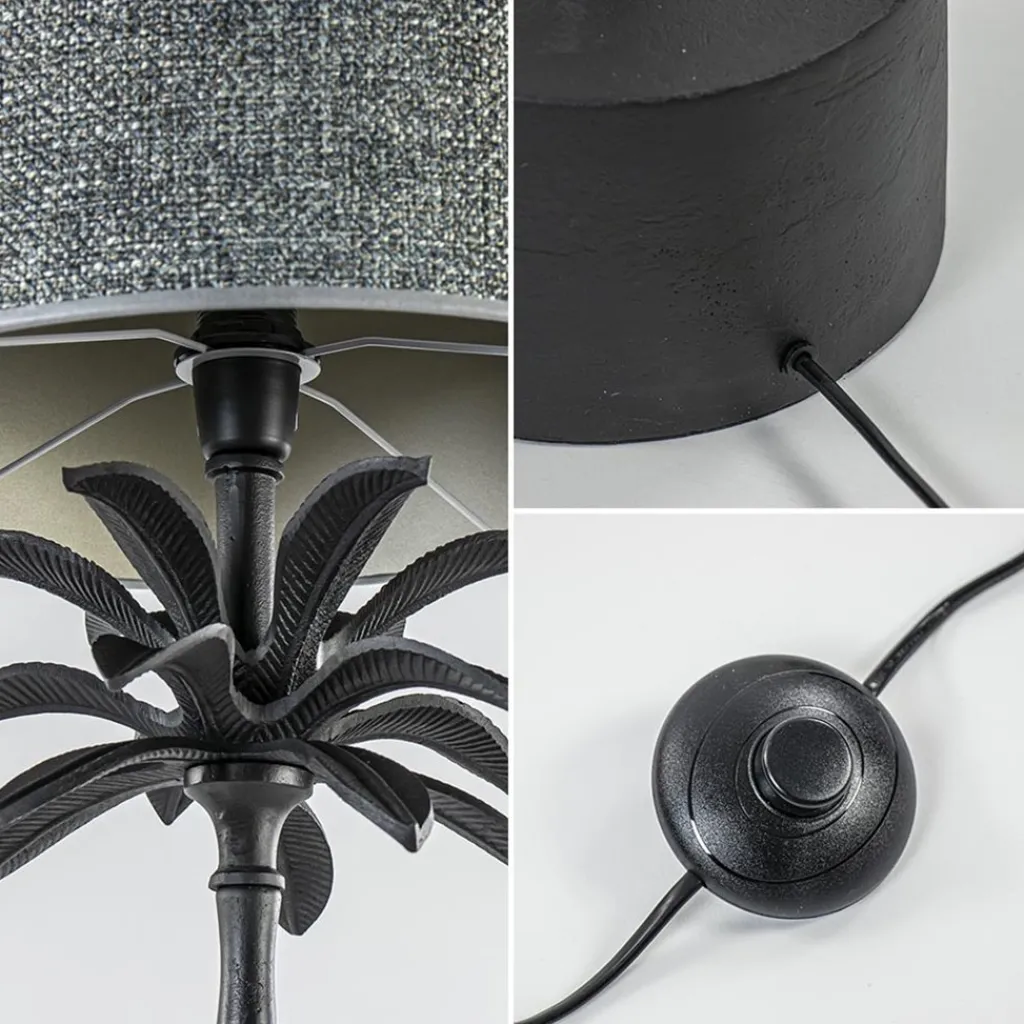 Straluma Mat zwarte vloerlamp Armata met palmbladeren> Vloerlampen|Lampenvoeten