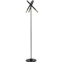 Straluma Mat zwarte vloerlamp G9 met gouden accenten> Vloerlampen|Landelijke Verlichting