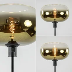 Straluma Mat zwarte vloerlamp met glazen kap helder/goud><noscript><img width=