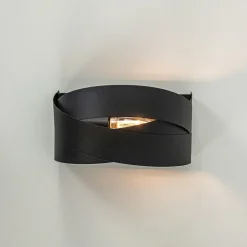 Straluma Mat zwarte wandlamp half rond E14><noscript><img width=