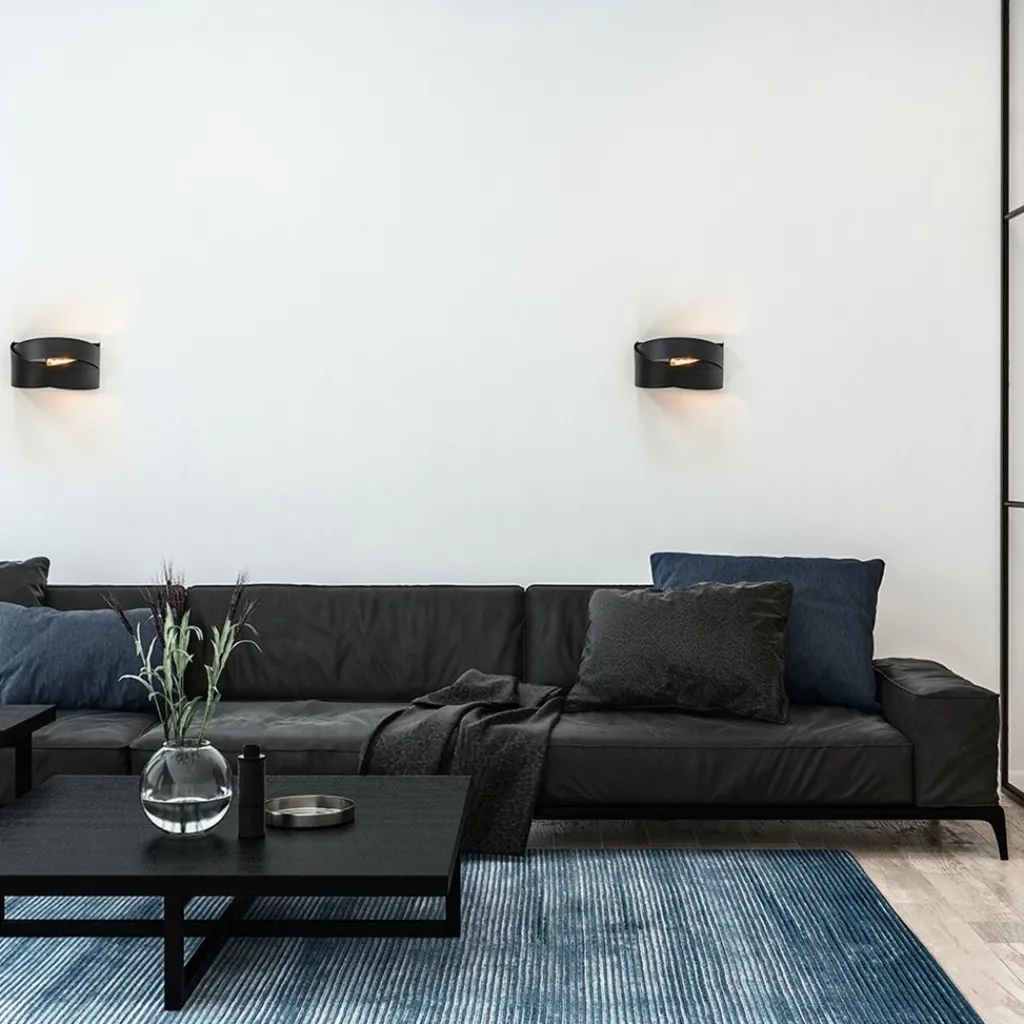 Straluma Mat zwarte wandlamp half rond E14> Wandlampen|Industriële Verlichting