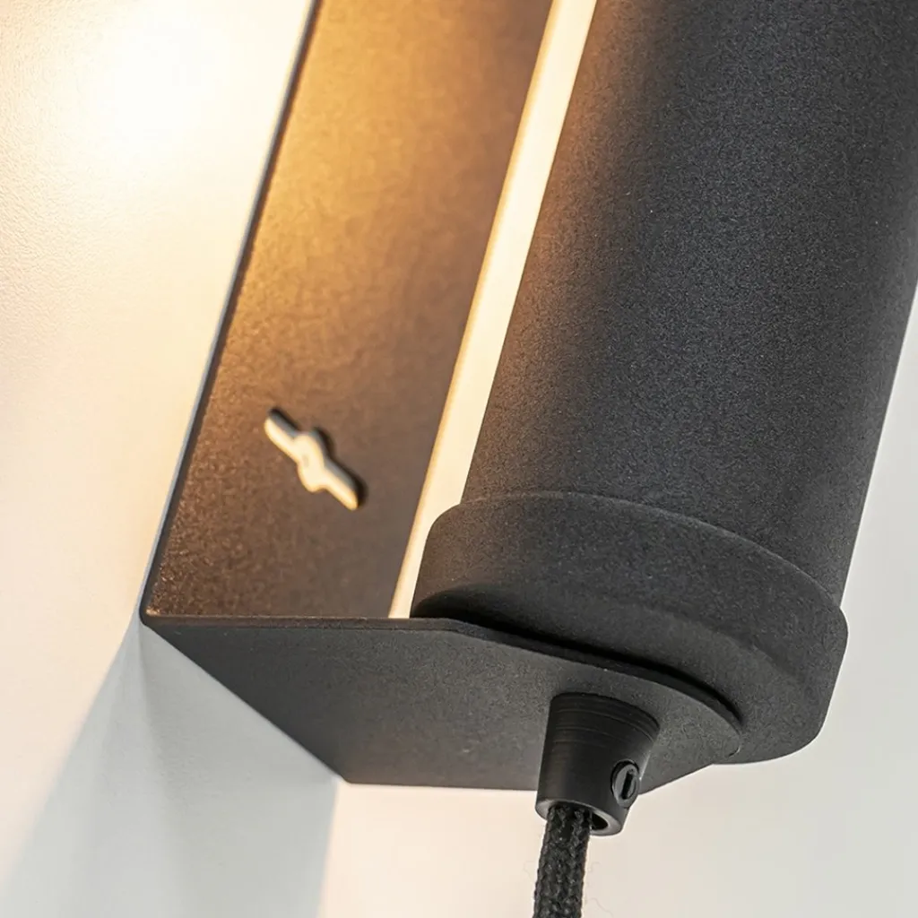 Straluma Mat zwarte wandlamp met snoer> Wandlampen|Scandinavische Verlichting