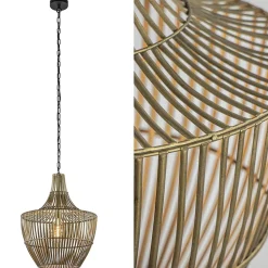 Straluma Metalen hanglamp Stella antiek brons met zwart> Eettafellampen|Light and Living